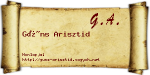 Güns Arisztid névjegykártya